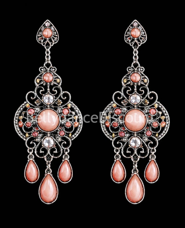 Coral oriental earrings