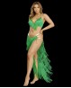 Costume di danza del ventre con frange verde e oro