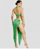 Costume di danza del ventre con frange verde e oro