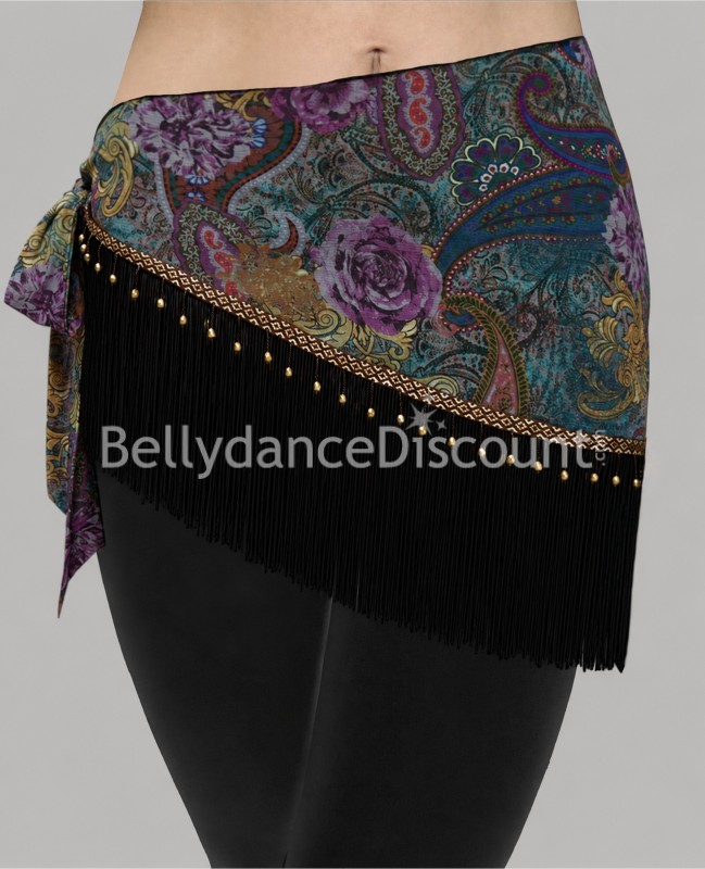 Foulard de danse orientale imprimé à franges