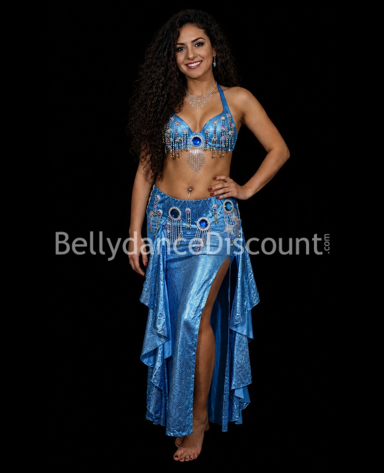 Costume de danse orientale brillant turquoise Costume de danse orientale brillant turquoise