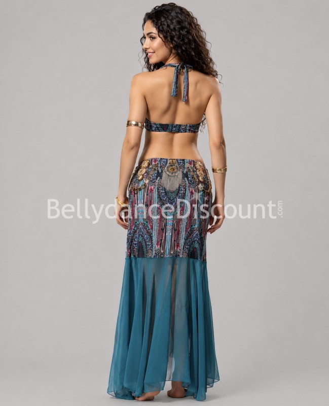 Costume di danza del ventre tribal fusion blu petrolio