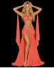 Traje de danza oriental coral fluorescente MEÏLIA