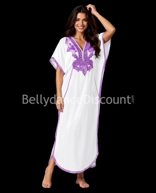 Women Djellaba white and purple Women Djellaba white and purple
