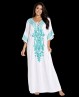 Djellaba femme blanche et turquoise
