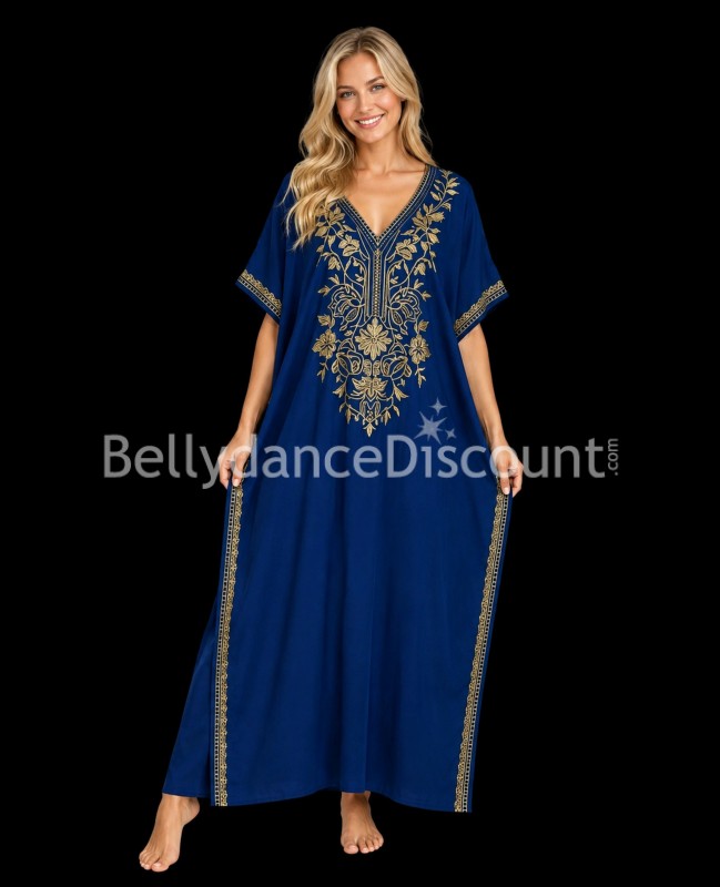 Navy blue and gold women's djellaba