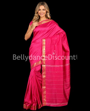 Bollywood dance sari in fuchsia and gold