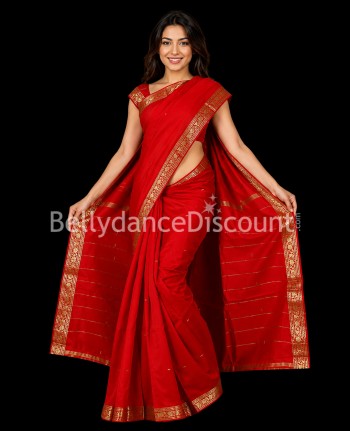 Sari de danse Bollywood rouge et doré