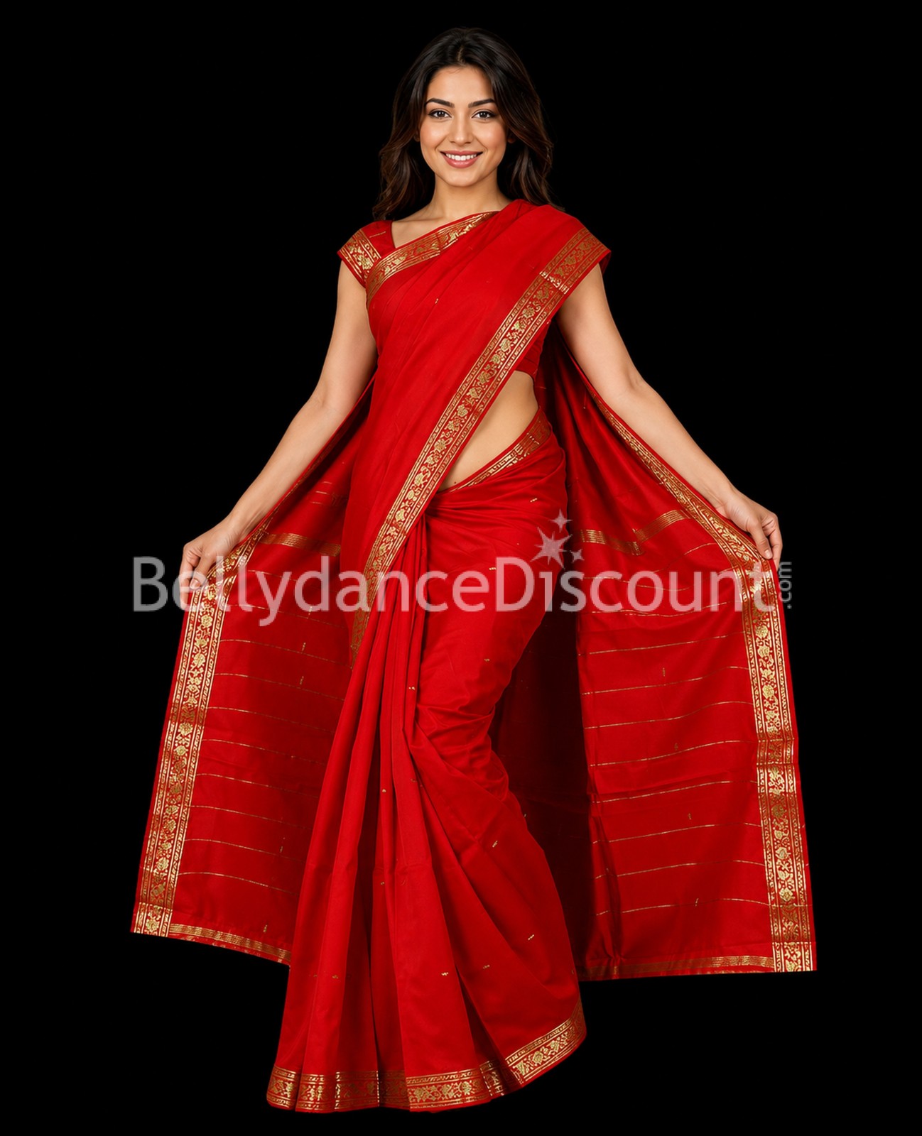 Sari di danza Bollywood rosso Sari di danza Bollywood rosso