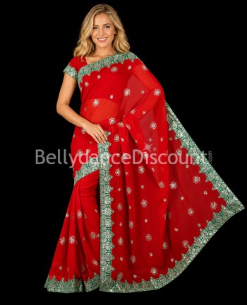 Shiny Bollywood dance Saree red model Jaipur
