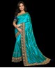 Sari indien Haute-couture turquoise et or