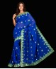 Shiny Bollywood dance Saree dark blue model Jaipur