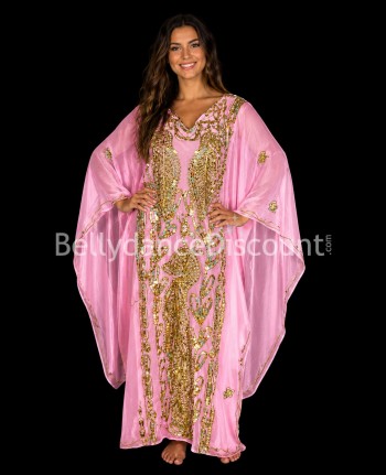 Light pink and gold oriental dancing Khaliji dress