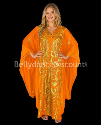 Robe Khaliji de danse orientale orange et or