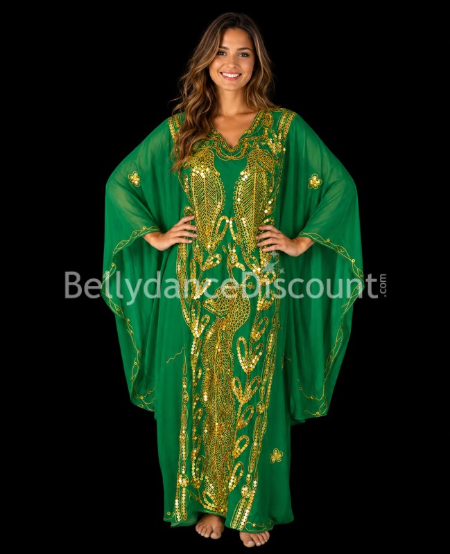 Robe Khaliji de danse orientale verte et or Robe Khaliji de danse orientale verte et or