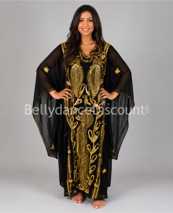 Black and gold oriental dancing Khaliji dress