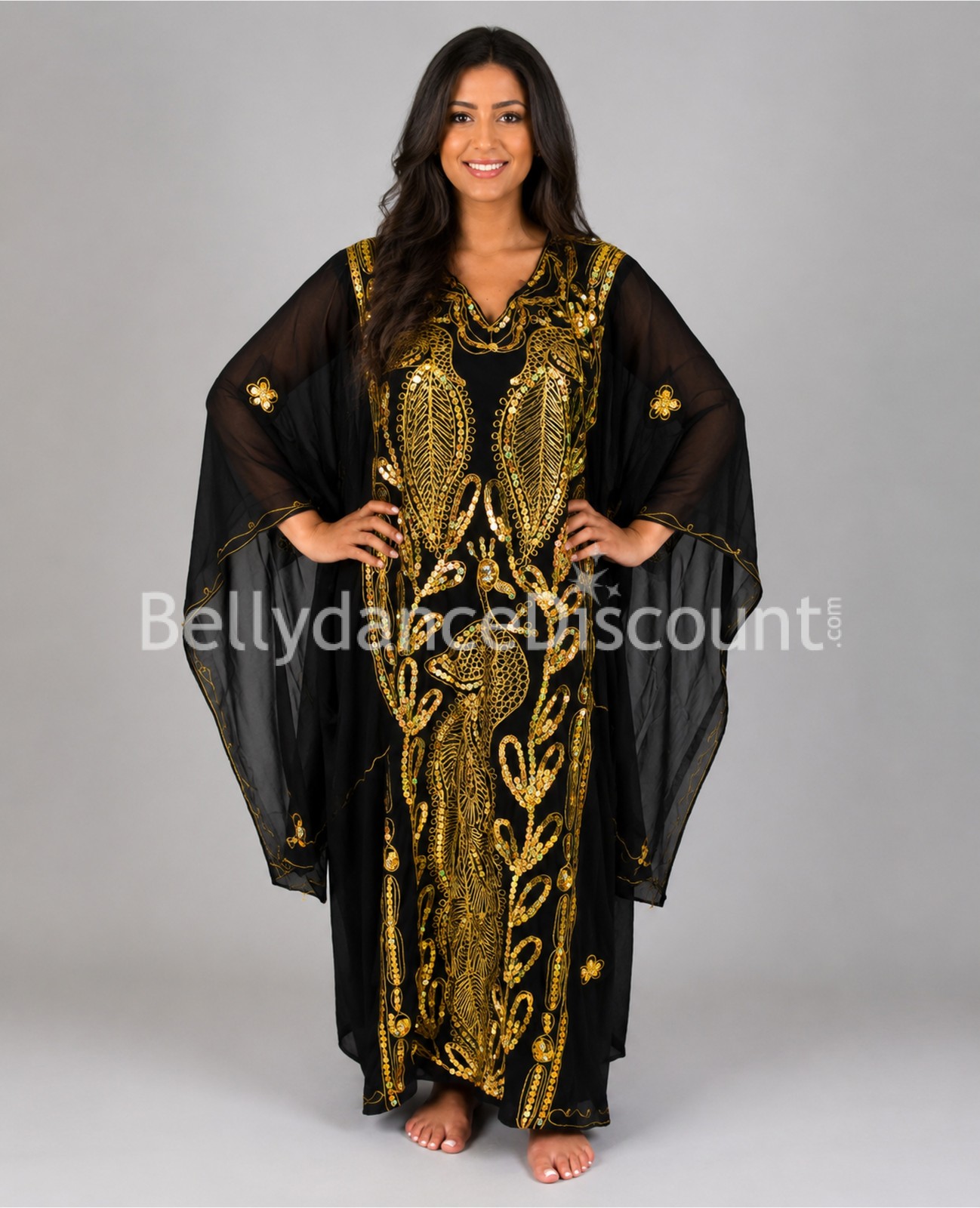 Robe Khaliji de danse orientale noire et or Robe Khaliji de danse orientale noire et or