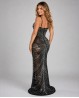 Vestido de baile negro transparente con pedrería
