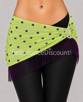 Jupette de danse orientale verte à franges et pois