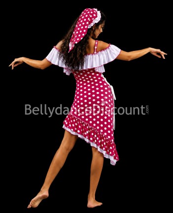 Abito melaya di danza del ventre rosso a pois