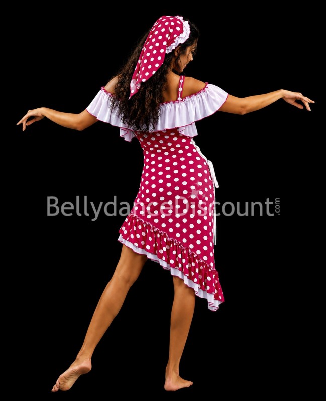 Abito melaya di danza del ventre rosso a pois