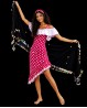 Robe melaya de danse orientale rouge framboise à pois