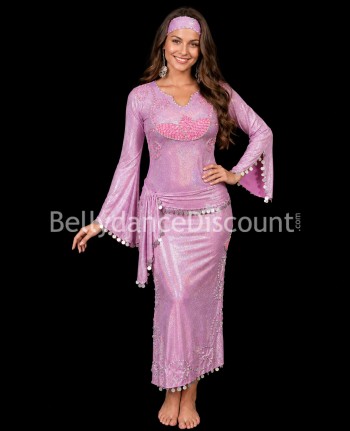 Traje Baladi/Saïdi para danza del vientre rosa pálido