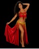 Top satin de danse orientale rouge
