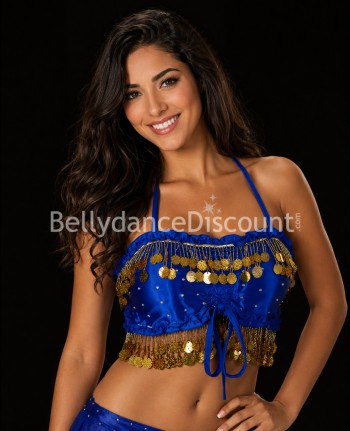 Top corto azul oscuro para danza de vientre