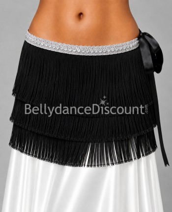 Cinturón de danza del vientre con flecos negro