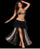 Cinturón de danza oriental con flecos negro