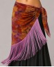 Foulard lungo arancione e malva per danza del ventre con frange