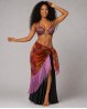 Foulard lungo arancione e malva per danza orientale con frange