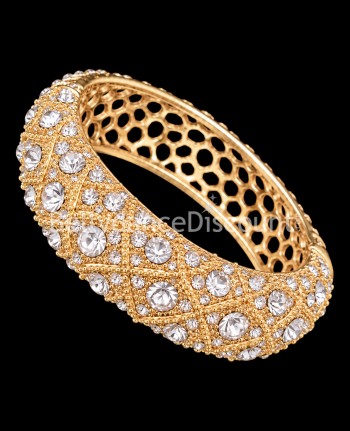 Braccialetto bigiotteria rigido strass dorato