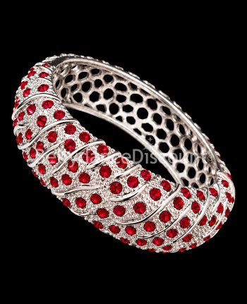 Rigid red rhinestone costume bracelet