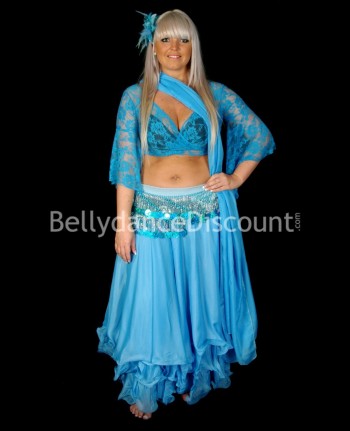 Light blue belly dance skirt with lining