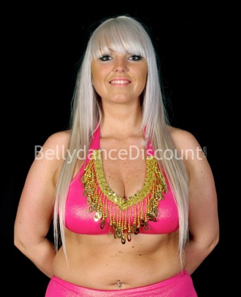 Top de danza del vientre brillante fucsia