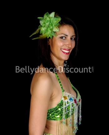 Fleur à cheveux de danse orientale verte