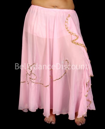 Falda de danza del vientre rosa pálido con abertura