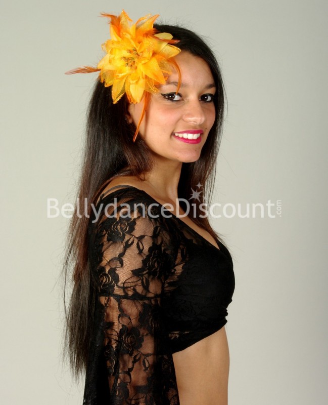 Fleur à cheveux de danse orientale orange