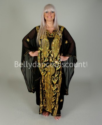 Robe Khaliji de danse orientale noire et or