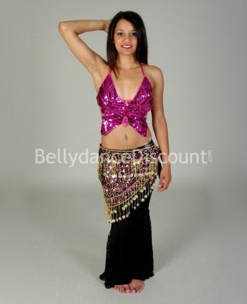 "Butterfly" oriental dance top fuchsia pink