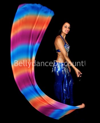 Bellydance Poi Veil blue orange dark purple