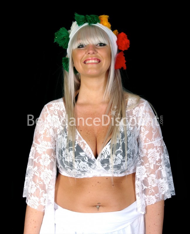 Voilette pompons de danse orientale blanche
