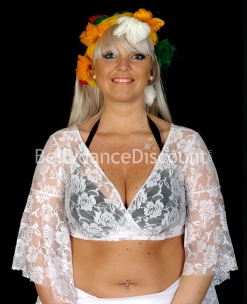 Voilette pompons de danse orientale jaune