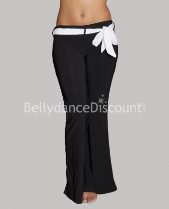 Pantalon noir ceinture blanche pour cours de danse