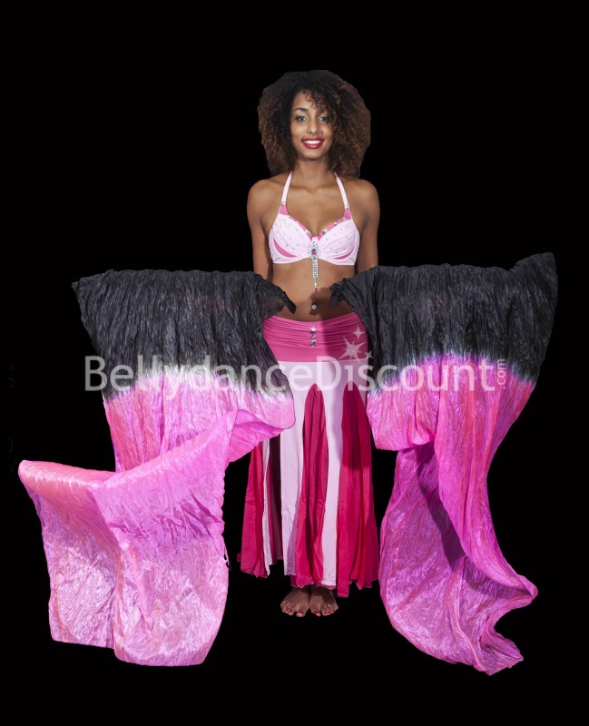 Ventagli di danza del ventre fucsia nero