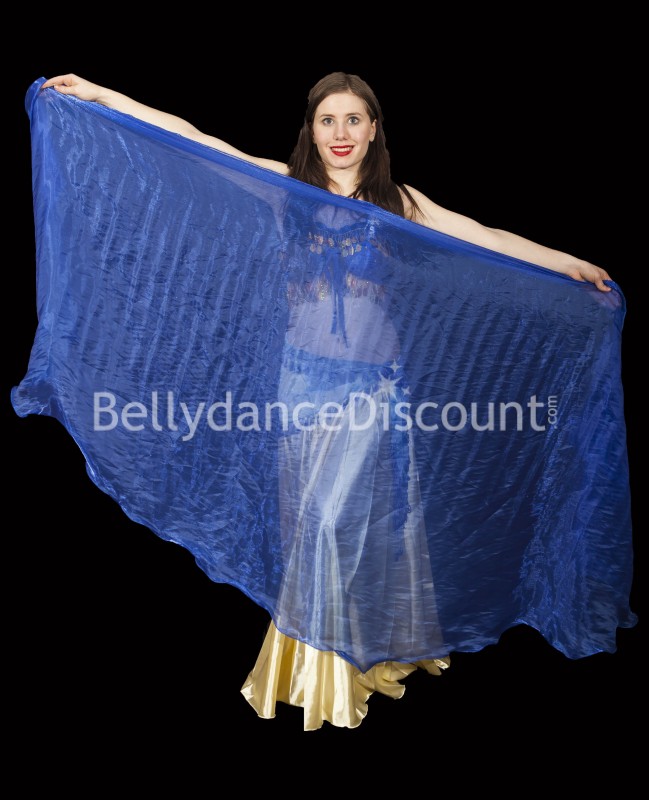 Voile circulaire de danse orientale en organza bleu foncé Voile circulaire de danse orientale en organza bleu foncé