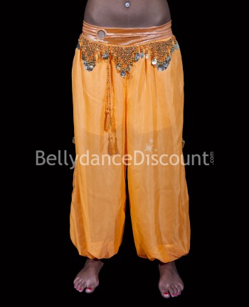 Pantalon large de danse orientale orange