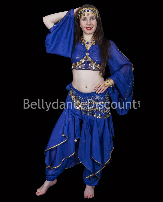 Pantalón Sarouel azul oscuro para danza oriental y Bollywood